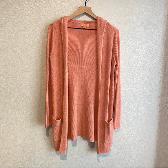 Barefoot Dreams Sweaters - Barefoot Dreams CozyChic Ultra Lite Hooded Ribbed Cardigan Coral Small